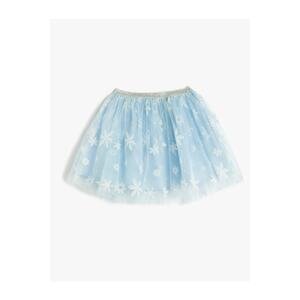 Koton Tutu Skirt Snowflake Patterned Glittered Elastic Waist