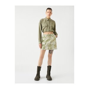 Koton Cargo Skirt with Lace-up Waist and Large Pocket Detail Gabardine