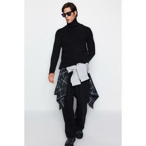 Trendyol Men's Black Slim Fit Turtleneck Raglan Sleeve Basic Knitwear Sweater