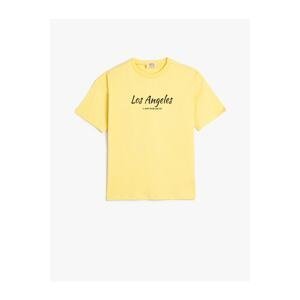 Koton T-Shirt Los Angeles Themed Back Printed Short Sleeve Crew Neck Cotton