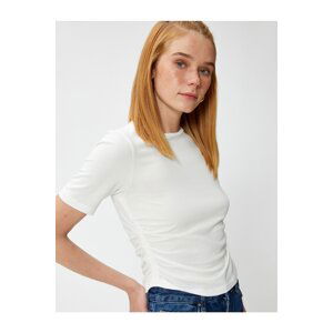 Koton Crop T-Shirt Short Sleeve Gathered Sides