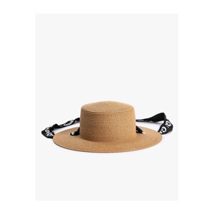 Koton Straw Hat Slogan Printed Ribbon Detailed