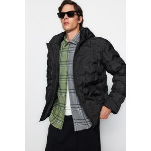 Trendyol Black Regular Fit Hooded Textured Water and Wind Resistant Puffer Winter Coat