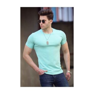 Madmext Crew Neck Men's Turquoise T-Shirt 4552