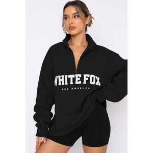 Madmext Black Zipper Detail Printed Sweatshirt