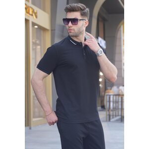 Madmext Black Polo Neck Men's T-Shirt 6113