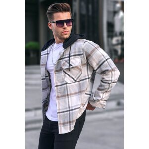 Madmext Gray Hoodie and Plaid Lumberjack Shirt 5577