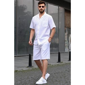 Madmext Men's White Basic Oversized Shirt Set 5588