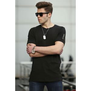 Madmext Zipper Detailed Black T-Shirt 4103