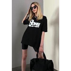 Madmext Oversized Black Printed Fit T-Shirt