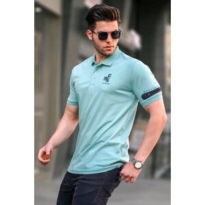 Madmext Mint Green Zipper Detailed Polo Neck Men's T-shirt 5862