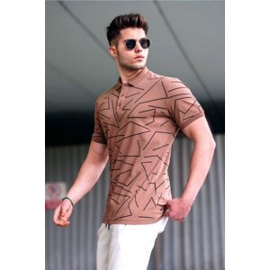 Madmext Men's Polo Collar Brown T-Shirt 5817