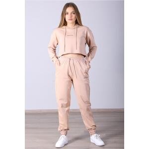 Madmext Mad Girls Camel Hooded Women's Tracksuit Set
