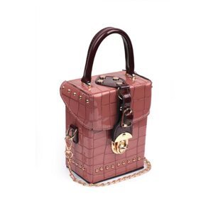 Capone Outfitters Capone Large Crocodile Patterned Venezia Dusty Rose Women's Hand & Shoulder Bag