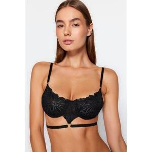 Trendyol Black Lace Capless Underwire Piping Detailed Knitted Bra
