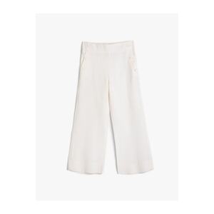 Koton Linen Trousers, Wide Legs, Elastic Waist, Pockets.