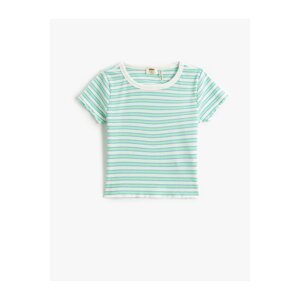 Koton Girls Green Striped T-Shirt