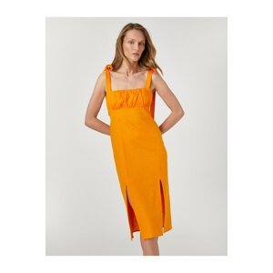 Koton Rachel Araz X Cotton - Linen Blend Midi Length Dress