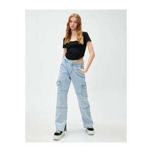 Koton Denim Cargo Pants High Waist Straight Leg - Eve Jeans