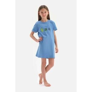 Dagi Blue Girl's Coral Printed Short Sleeve Nightgown