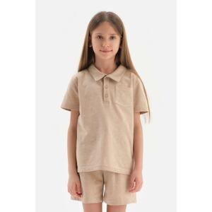 Dagi Brown Natural Color Local Seed Cotton Polo Neck Unisex T-Shirt