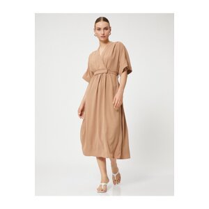 Koton Belted V-Neck Oversize Midi Dress