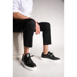 Marjin Men's Sneaker High Sole Lace-Up Sports Shoes Azka Black