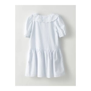 LC Waikiki Lcw Kids Baby Collar Self Patterned Short Sleeve Girl Child Dress