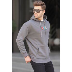 Madmext Smoked Hooded Embroidered Men's Sweatshirt 6145
