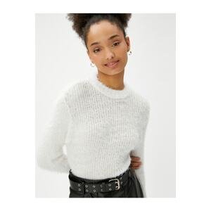 Koton Plush Sweater Round Stand Collar Long Sleeve