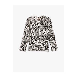 Koton T-Shirt Abstract Pattern Long Sleeve Crew Neck