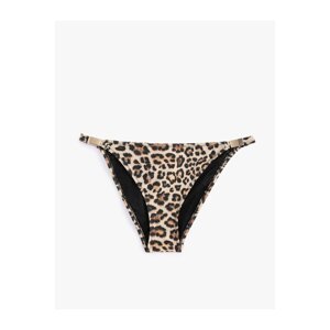 Koton Leopard Patterned Bikini Bottom with Metal Accessories