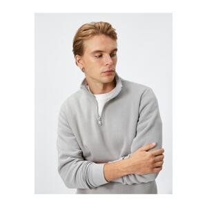 Koton Half-Zip Sweatshirt Stand-Up Collar Long Sleeved Sharding