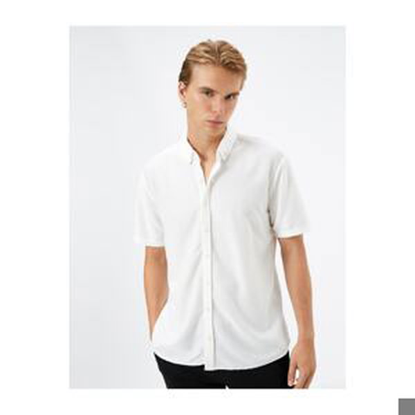 Koton Summer Shirt Short Sleeve Textured Classic Collar Buttoned