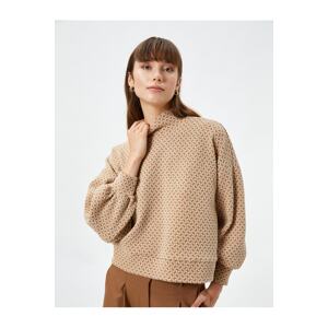 Koton High Neck Sweatshirt Balloon Sleeve Off Shoulders