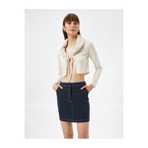 Koton Mini Skirt Denim Look Pocket Detailed Buttoned Zippered
