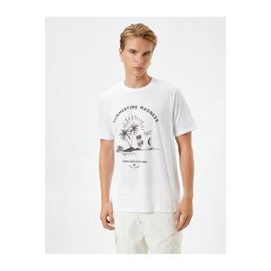 Koton Слоган принтованої футболки літньої тематики з шиєю екіпажу з коротким рукавом бавовна.