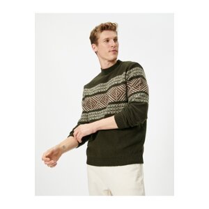 Koton Half Turtleneck Sweater Ethnic Patterned Ribbed