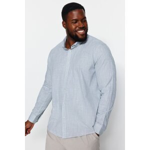 Trendyol Men's Khaki Regular Fit Flamed Cotton Plus Size Shirt