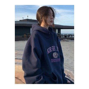 Know Women's Navy Resounde Creativity Printed Hooded Sweatshirt