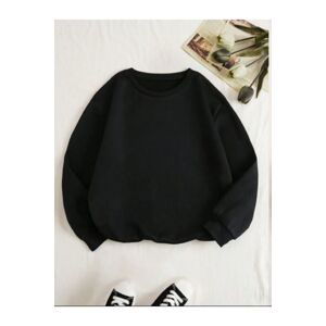 Know Women's Black Plain Crew Neck Sweatshirt