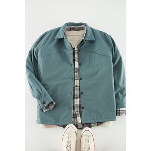 Trendyol Limitovaná edice zelené oversize střih prošívaná lehká košile bunda kabát