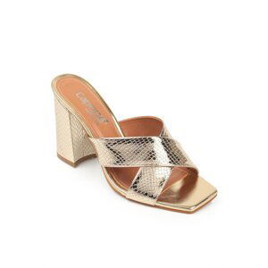 Capone Outfitters Capone 015 Heels, Flat Toe Gold Women's Slippers.