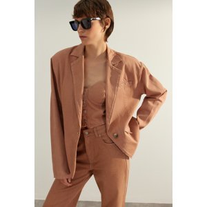 Trendyol Limited Edition Brown Blazer Oversize Denim Jacket