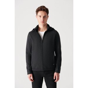 Avva Men's Anthracite Hooded Collar Coat with Side Pockets