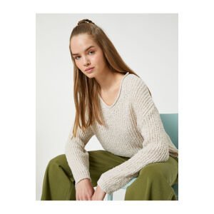 Koton V-Neck Knitwear Sweater Knitted Long Sleeve Ribbed