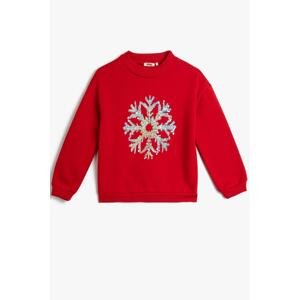 Koton Sweatshirt New Year's Themed Sequin Sequin Embroidered Raised