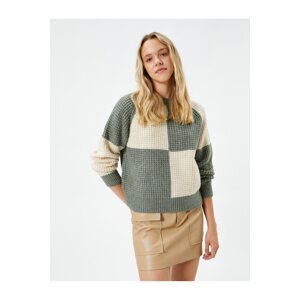 Koton Color Block Round Neck Long Sleeve Knitwear Sweater