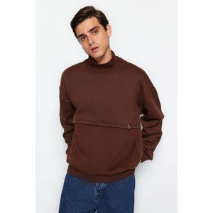 Trendyol Limited Edition Men's Brown Oversize/Wide-Fit Fleece Thick Sweatshirt