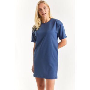 armonika Women's Dark Blue Short Sleeve Pocket Dress